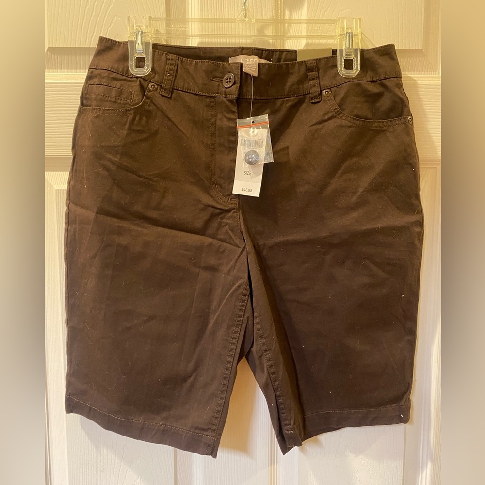 Chico's Women’s Dark Brown Flat Front Shorts
